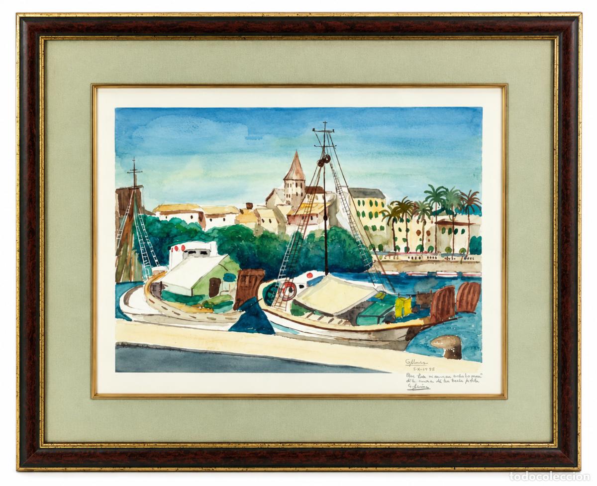 Art: SYLVIA - BARCAS EN EL PUERTO - ACUARELA PAPEL - A&Ntilde;O 1995