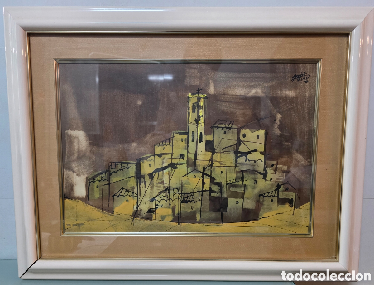 Arte: Andr&eacute;s Isasi acuarela, t&eacute;cnica mixta paisaje arquitect&oacute;nico