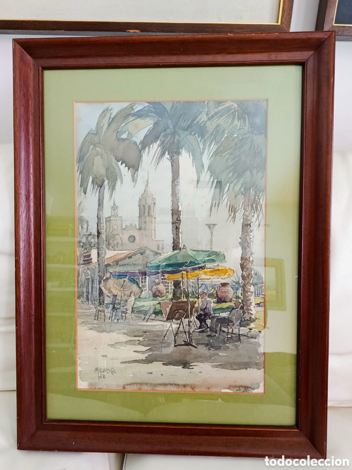 Arte: Acuarela firmada IGLESIA DE SITGES,