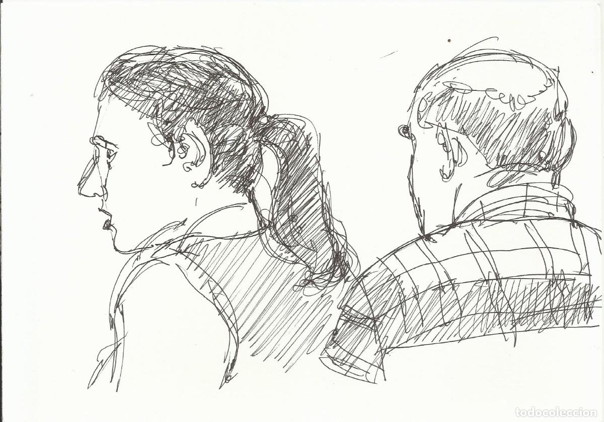 Arte: Carlos Enrique Lencinas G&oacute;mez. Tinta sobre papel. &rdquo;Rostro femenino y masculino&rdquo;. Apunte. Sin firmar.