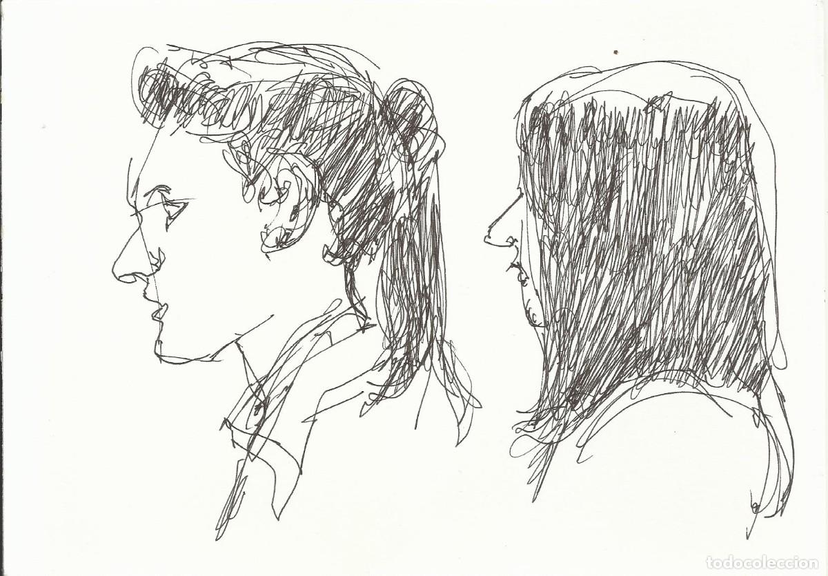 Arte: Carlos Enrique Lencinas G&oacute;mez. Tinta sobre papel. &rdquo;Rostros femeninos&rdquo;. Apunte. Sin firmar.