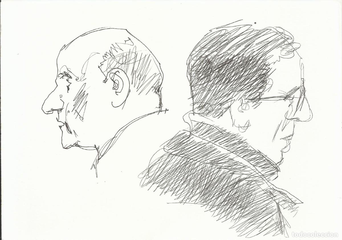 Arte: Carlos Enrique Lencinas G&oacute;mez. Tinta sobre papel. &rdquo;Rostros masculinos&rdquo;. Apunte. Sin firmar.
