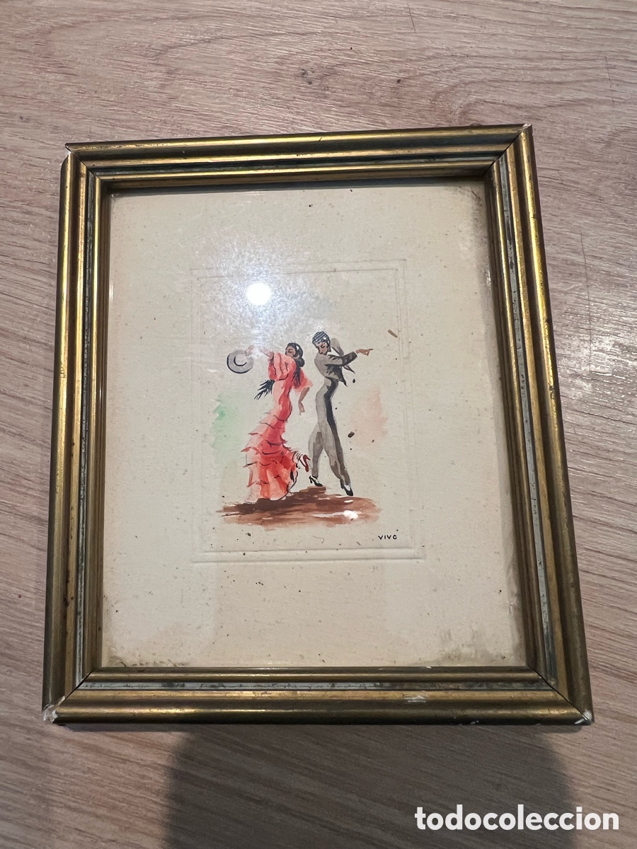 Arte: Acuarela Baile flamenco formada Vivo enmarcada