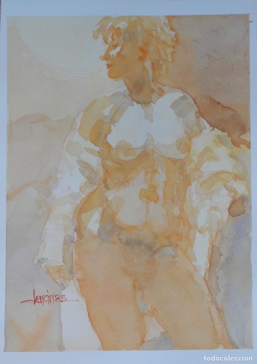 Art: Carlos Enrique Lencinas G&oacute;mez. Acuarela sobre papel. &rdquo;Desnudo femenino&rdquo;. Firmado a mano.