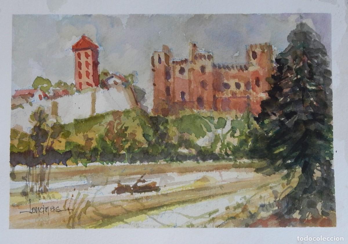 Arte: Carlos Enrique Lencinas G&oacute;mez. Acuarela sobre papel. &rdquo;Castillo paisaje rural&rdquo;. Firmado a mano.
