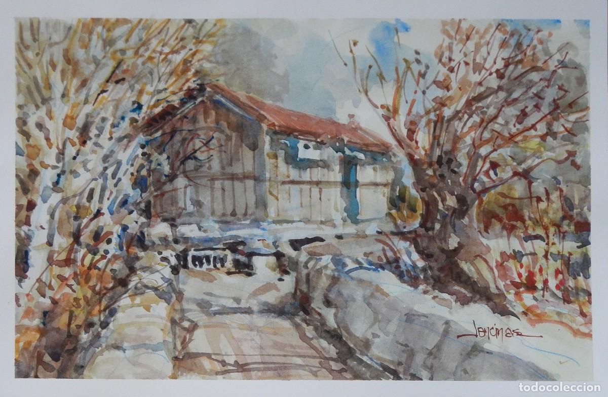 Arte: Carlos Enrique Lencinas G&oacute;mez. Acuarela sobre papel. &rdquo;H&oacute;rreo y &aacute;rboles&rdquo;. Firmado a mano.