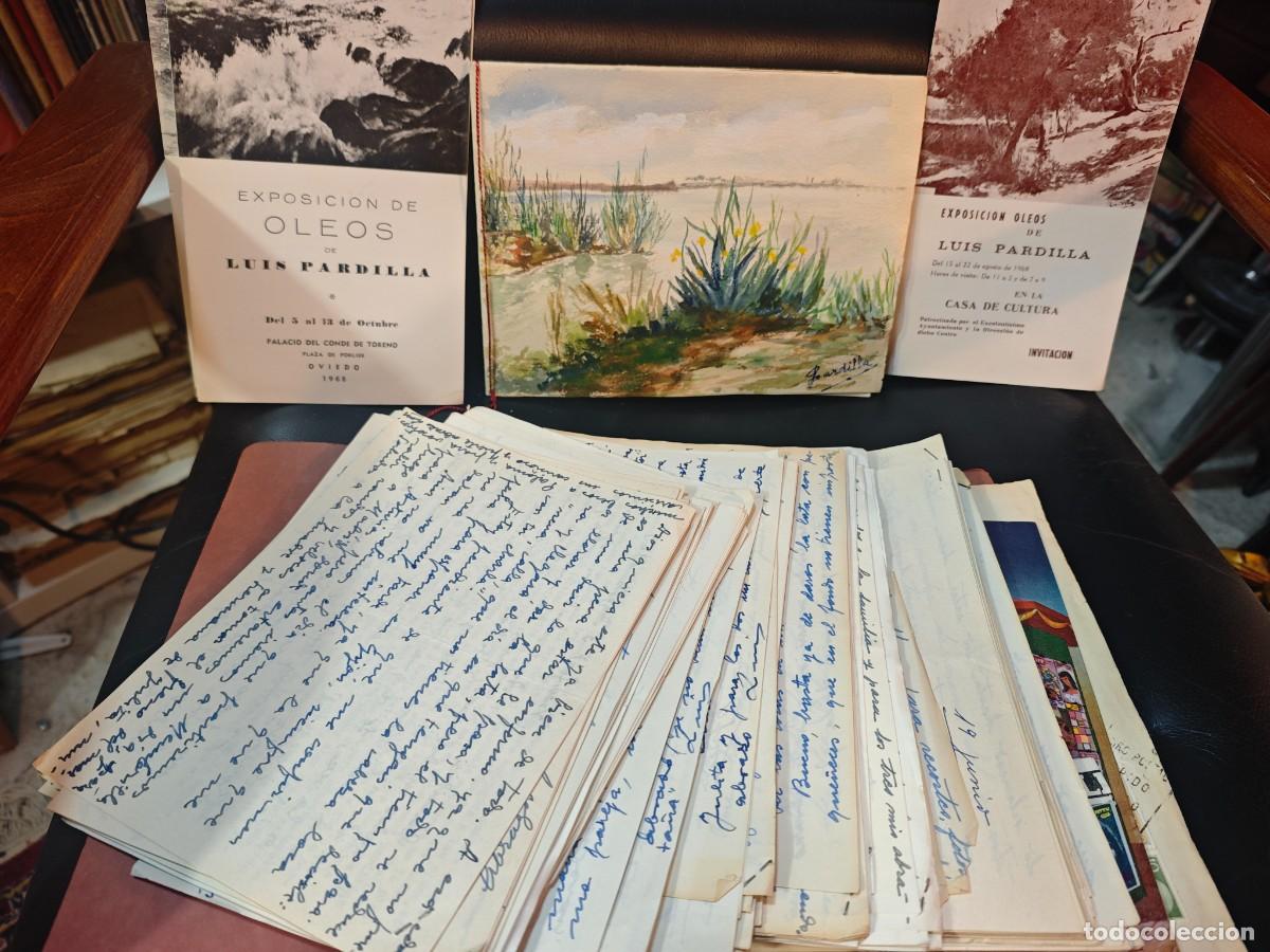 Arte: Lote Luis Pardilla: Acuarela Original Firmada + Correspondencia In&eacute;dita al Periodista Jos&eacute; L&oacute;pez Mar