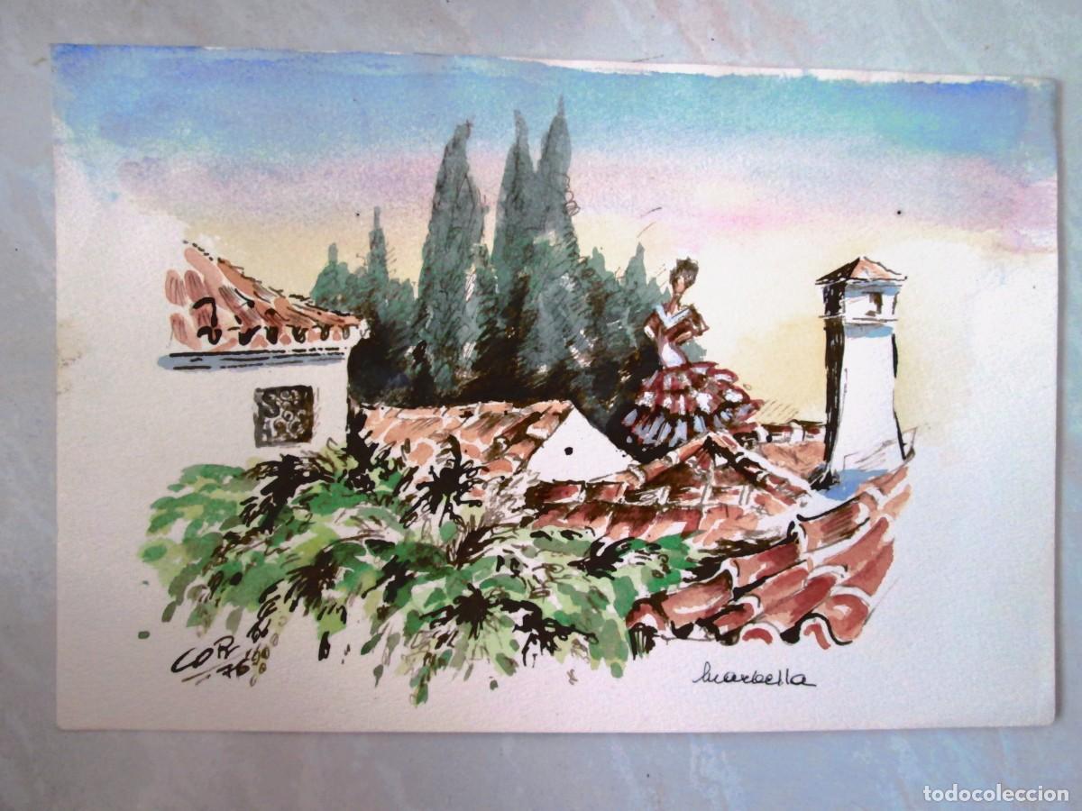 Arte: ACUARELA FIRMADA COR 76 - MARBELLA - 26X18 CM