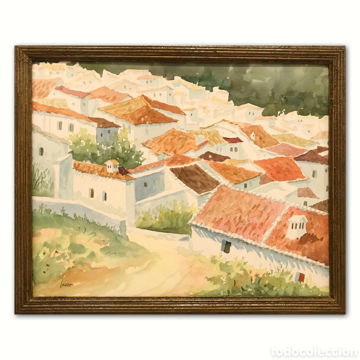 Arte: &rdquo;Les Toits Blancs d&rsquo;un Village M&eacute;diterran&eacute;en&rdquo; &Eacute;cole Fran&ccedil;aise, a&ntilde;os 80-90 del S.XX