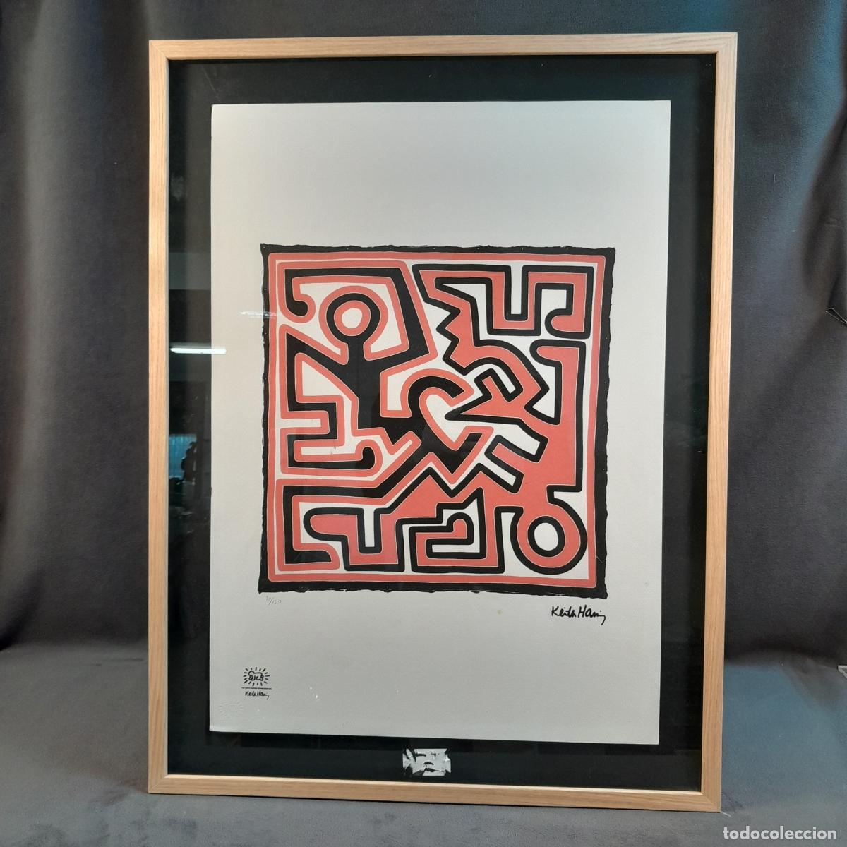 Arte: B-1968. LITOGRAF&Iacute;A. COMPOSICI&Oacute;N GEOM&Eacute;TRICA FIGURATIVA. KEITH HARING. S. XX