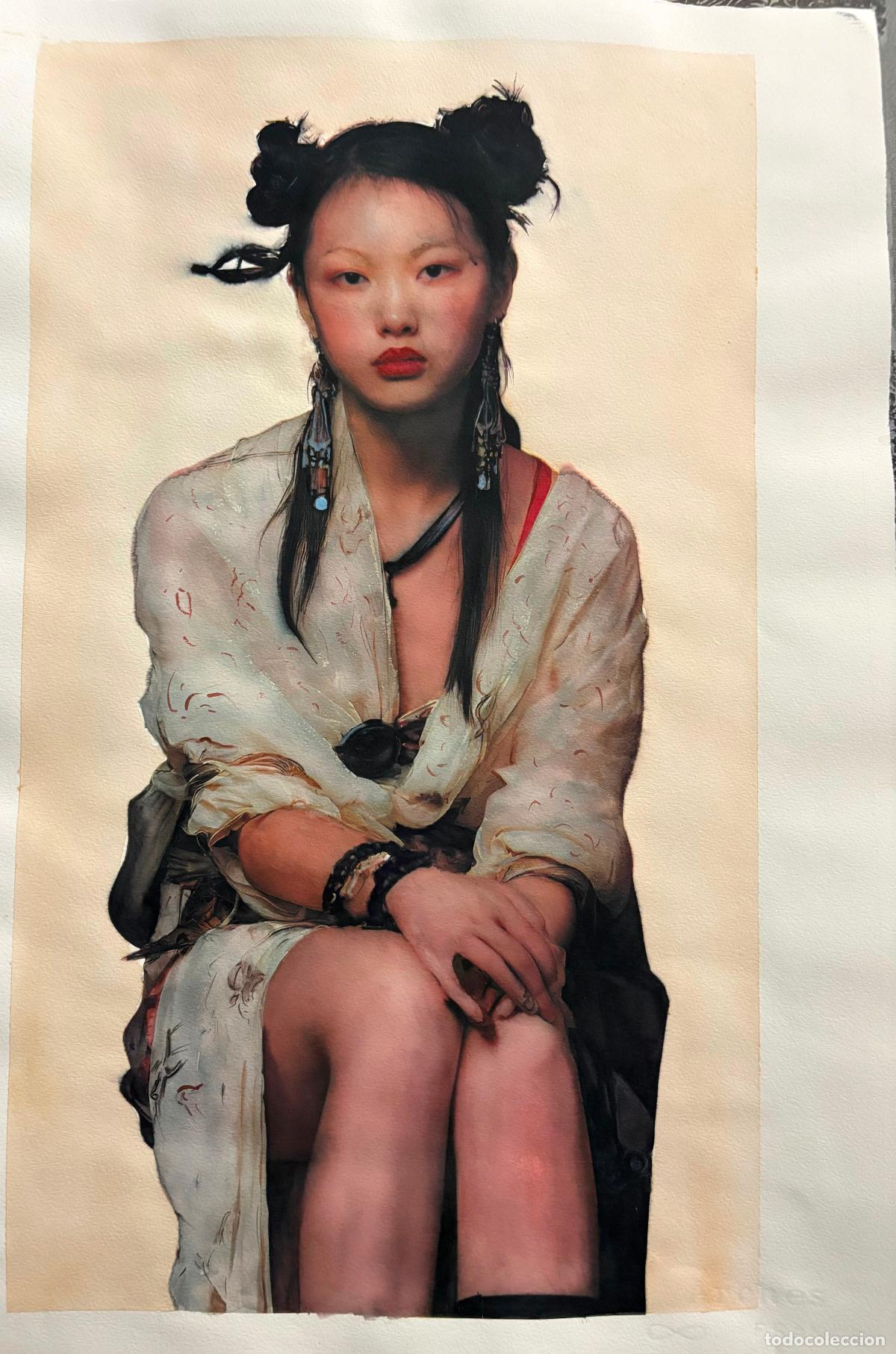 Arte: Acuarela hiperrealista representando a mujer oriental