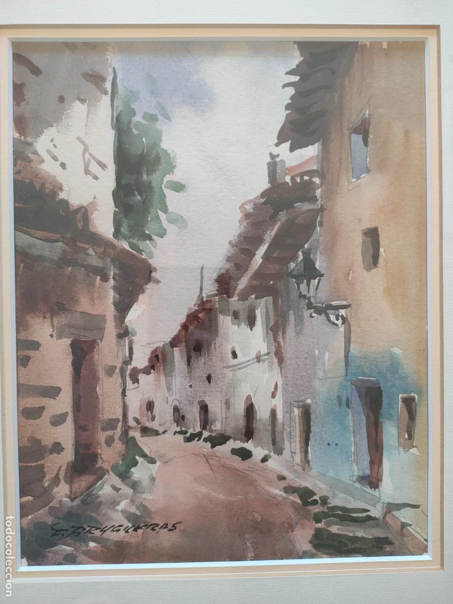 Arte: Felip Brugueras Pallach (1915-2003) acuarela original firmada
