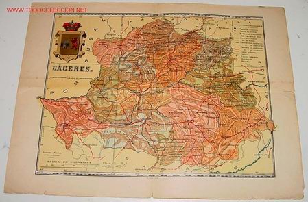 Arte: ANTIGUO MAPA DE CACERES - MIDE 28 X 38 CMS. - Foto 1