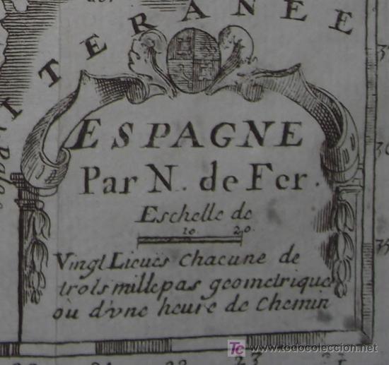 Arte: Mapa de Espa&ntilde;a de Nicolas De Fer, 1746 - Foto 8