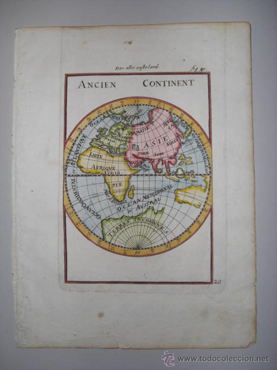 Arte: Mapa del antiguo hemisferio este de Mallet, 1685 - Foto 2