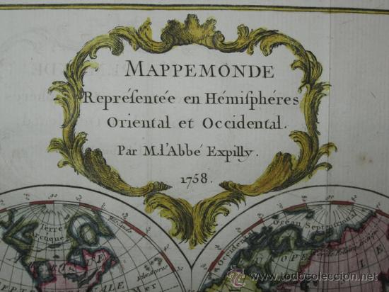Arte: Mapa del Mundo de Expilly, 1758 - Foto 4