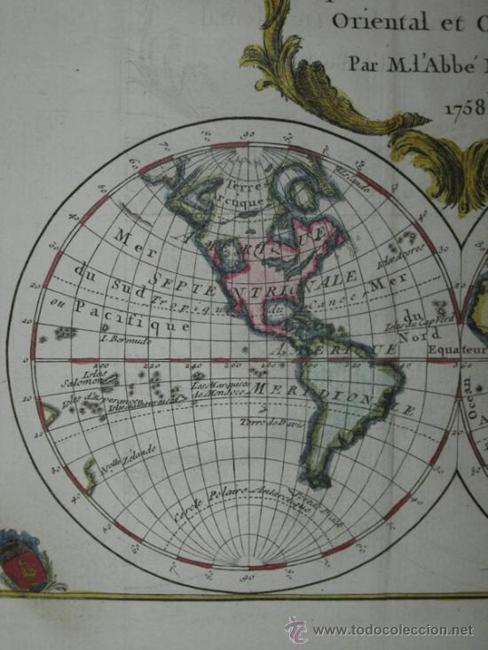 Arte: Mapa del Mundo de Expilly, 1758 - Foto 5