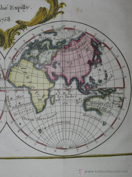 Arte: Mapa del Mundo de Expilly, 1758 - Foto 6