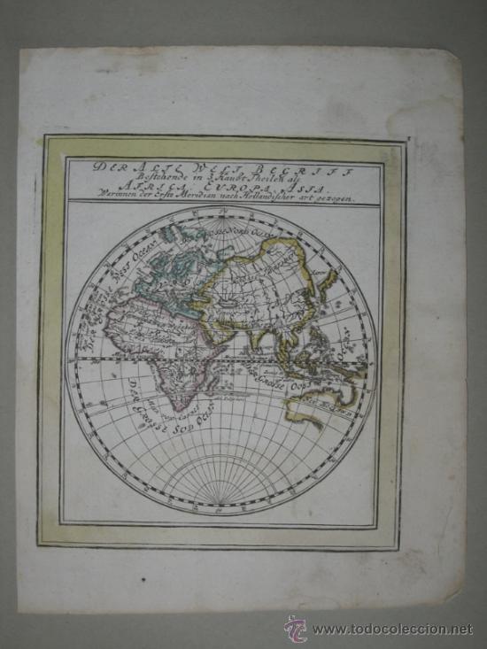 Arte: Mapa del hemisferio este, Bodenehr, 1704 - Foto 2