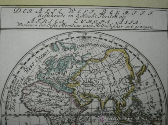 Arte: Mapa del hemisferio este, Bodenehr, 1704 - Foto 3