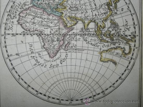 Arte: Mapa del hemisferio este, Bodenehr, 1704 - Foto 4