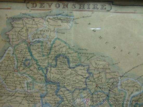 Arte: Mapa antiguo de Devonshire - Foto 3