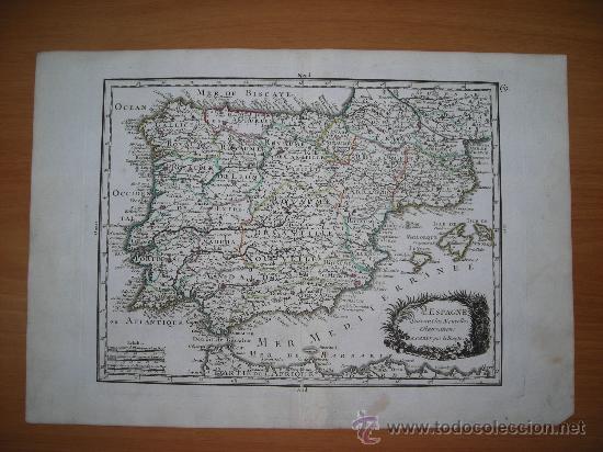 Arte: Mapa de Espa&ntilde;a,  Le Rouge, 1743 - Foto 1