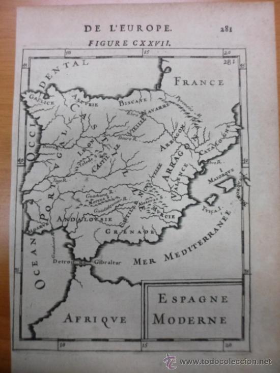 Arte: Mapa de Espa&ntilde;a, 1683, Mallet - Foto 1
