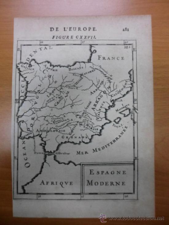Arte: Mapa de Espa&ntilde;a, 1683, Mallet - Foto 2
