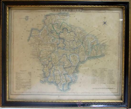 Arte: Mapa antiguo de Devonshire - Foto 1