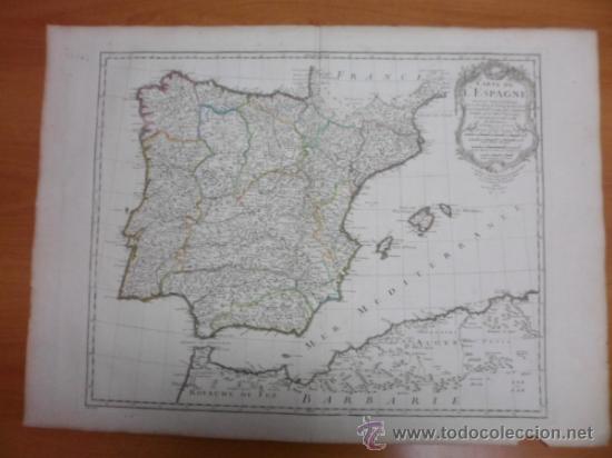 Arte: Gran mapa de Espa&ntilde;a, 1789, Delisle - Foto 1