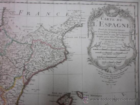 Arte: Gran mapa de Espa&ntilde;a, 1789, Delisle - Foto 3