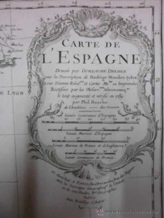 Arte: Gran mapa de Espa&ntilde;a, 1789, Delisle - Foto 8