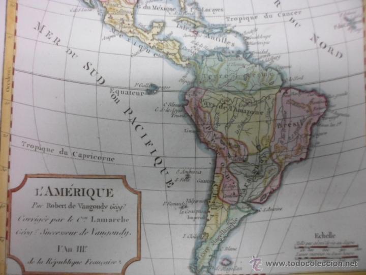 Arte: Mapa de Am&eacute;rica, 1806, Robert Vaugondy - Foto 5