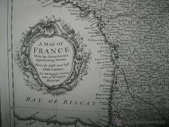 Arte: Mapa de Francia, 1750. Seale/ Tindal - Foto 5