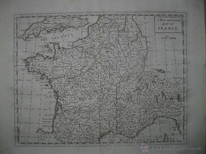 Arte: Mapa de Francia, 1750. P.Rapin - Foto 1