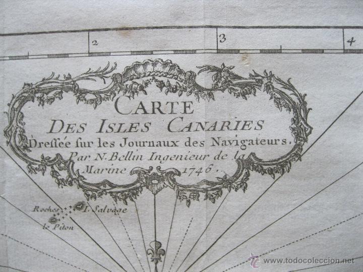 Arte: Mapa de las Islas Canarias, 1746.Bellin - Foto 3