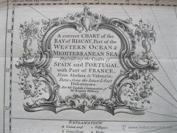 Arte: Mapa del litoral de España y Portugal,1750.Seale/Tindal - Foto 4 - 45343018