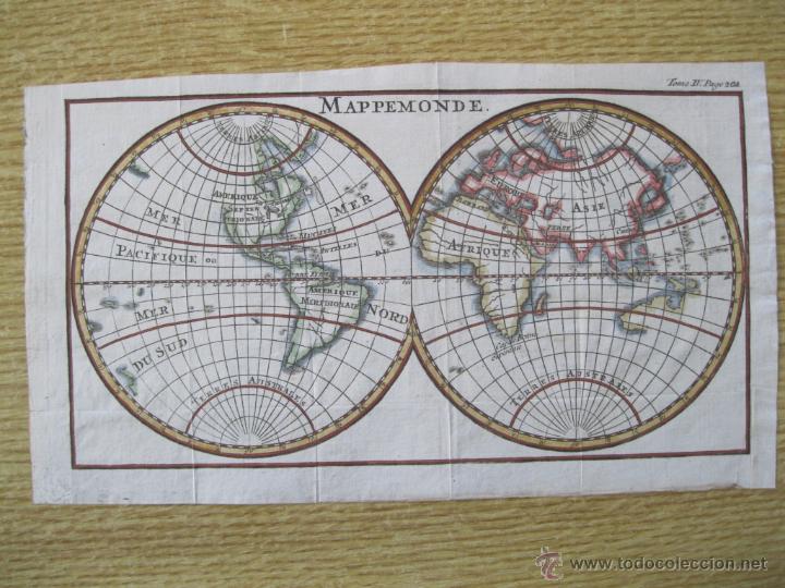 Arte: Mapa del Mundo, 1760. Pluche - Foto 1