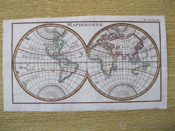 Arte: Mapa del Mundo, 1760. Pluche - Foto 3