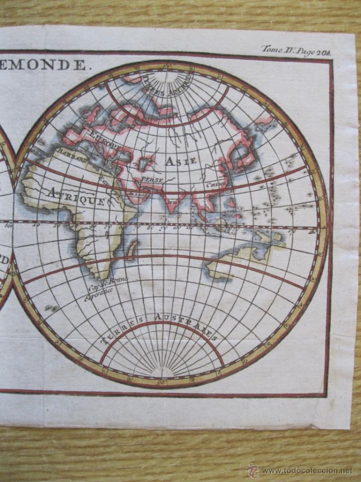 Arte: Mapa del Mundo, 1760. Pluche - Foto 4