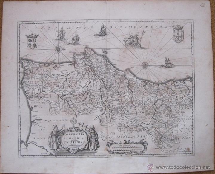 Arte: Mapa de Portugal, 1650. Janssonius - Foto 3 - 48810645