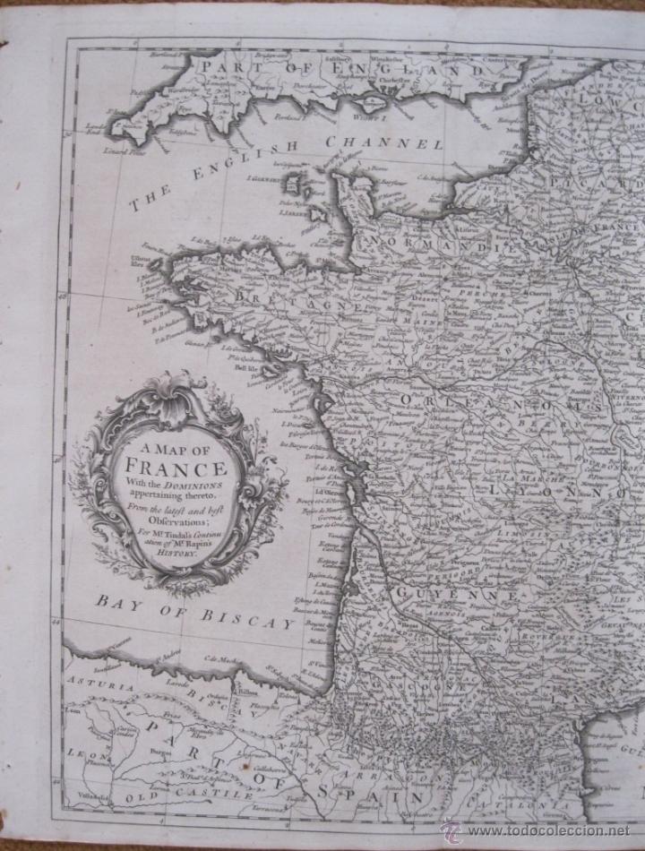 Arte: Gran mapa de Francia, 1744. Seale - Foto 5