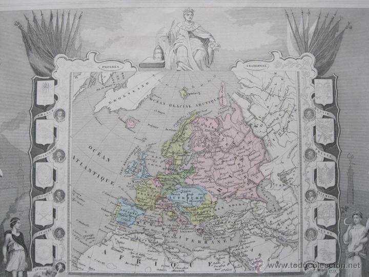 Arte: Mapa de Europa, 1850. Levasseur - Foto 3