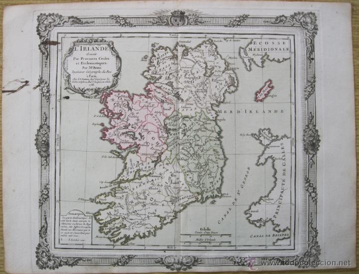 Arte: Mapa de Irlanda, 1766. Brion - Foto 1