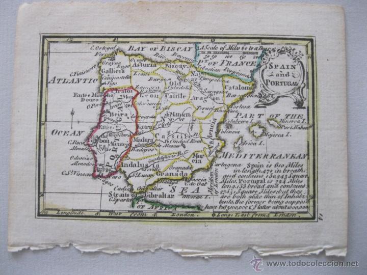 Arte: Mapa de España y Portugal y texto, 1792. John Gibson - Foto 1 - 50578238