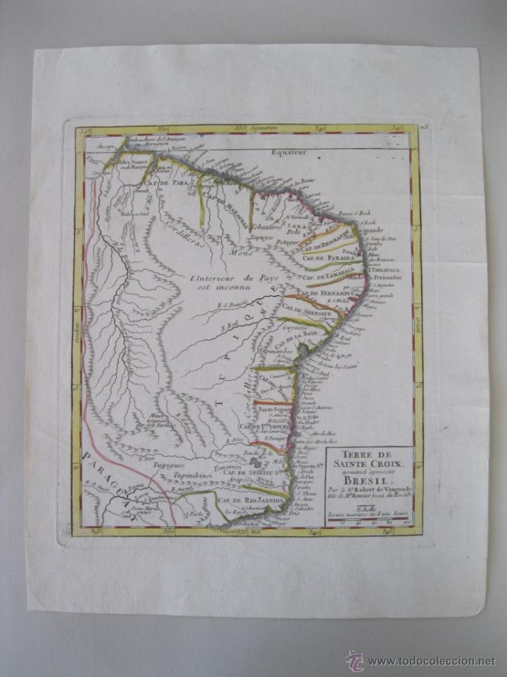 Arte: Mapa de Brasil, 1749. Vaugondy - Foto 1