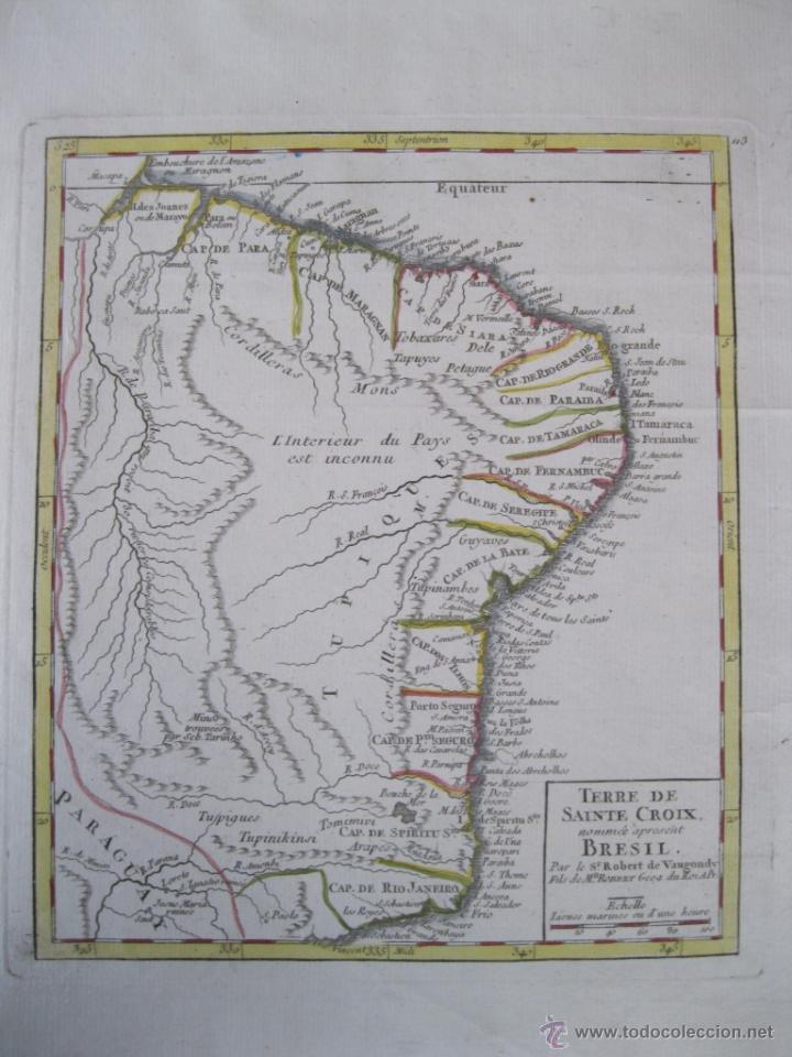 Arte: Mapa de Brasil, 1749. Vaugondy - Foto 3