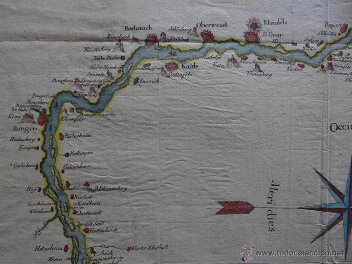 mapa del curso del río rhin (alemania), 1780. c - Comprar Cartografía ...