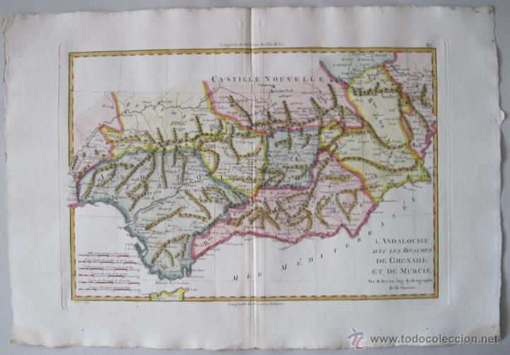 Arte: Mapa de Andaluc&iacute;a, 1788. Bonne - Foto 1